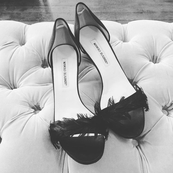 Manolo Blahnik Catalina Feather Satin D’Orsay Heel - Picture 8 of 8